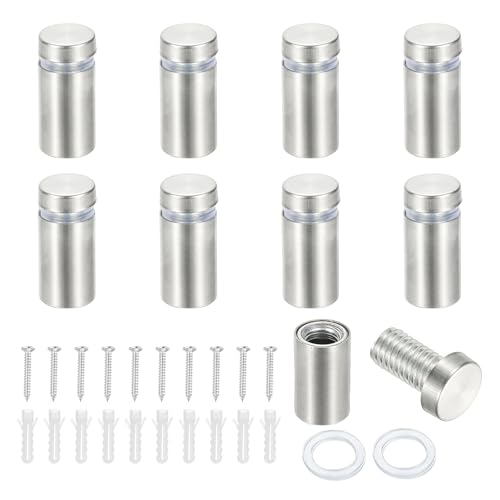 PATIKIL 1/2x1" Standoff Screws, 8 Pack Stainless Steel Stand Off Wall Mounts Wall Sign Mounting Hardware Advertising Standoff Nail for Hanging Acrylic Signs Picture Frame, Silver - size: 1/2x1"