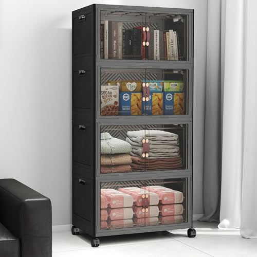 UAMFURI Stackable Storage Bins with Lids, 192QT Lockable Storage Cabinet - color: Black, size: Medium