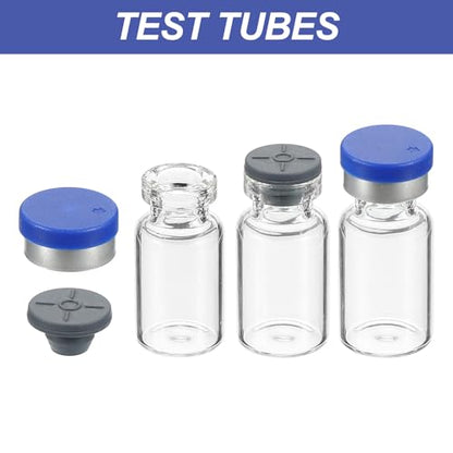 PATIKIL 2ml Sample Vials, 100 Pack Lab Empty Vials with Butyl Rubber Stopper Crimp Top Caps and Labels Borosilicate Glass Vial, Clear - color: Clear, size: 2ml