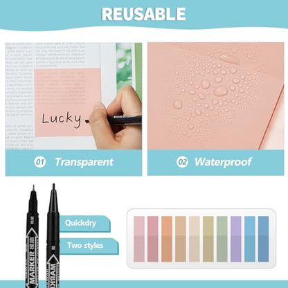 Jutom 39 Pcs Aesthetic Book Annotation Kit,Black,Classic Style - color: Black, style: Classic Style