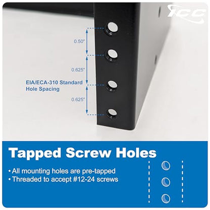 ICC 2U Hinged Wall Mount Rack Bracket, 6" Deep, 20 lb, Black, 2-Pack - size: 2 Pack, style: 2 RMS