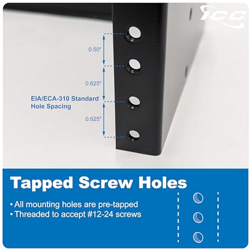 ICC 2U Hinged Wall Mount Rack Bracket, 6" Deep, 20 lb, Black, 1-Pack - size: 1 Pack, style: 2 RMS
