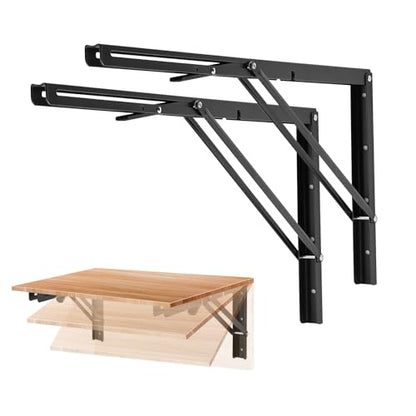 Ravinte Matte Black Folding Shelf Brackets, 22 Inch, 4 Pack - size: 22 Inch