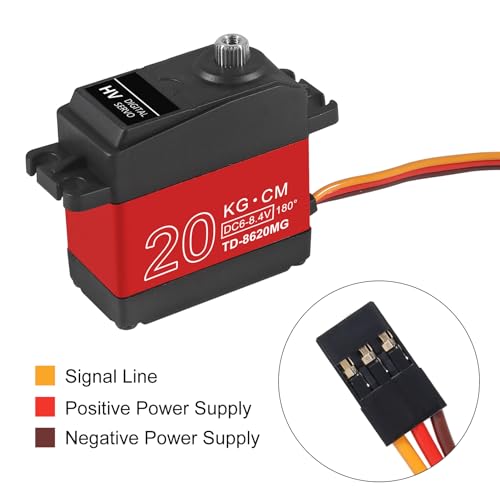 AITRIP 2Pack 20KG Digital RC Servo High Torque Full Metal Gear Waterproof with 25T Servo Horn for RC Model DIY, Control Angle 180 - color: 20kg