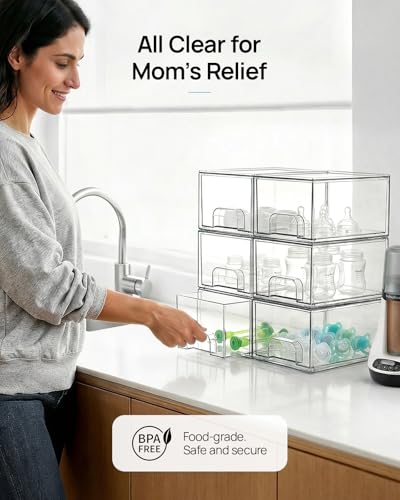 Vtopmart 10 Pack Small Clear Stackable Storage Drawers - style: Small-10pack-Clear