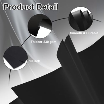 11"x14" Black Poster Board, 50 Pack Black Poster Paper, 230GSM Thickness - color: Black, size: 11x14 inch