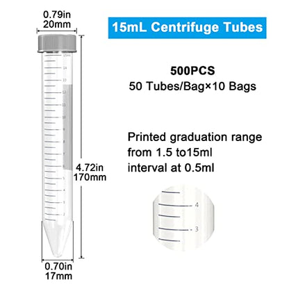 ONiLAB 15mL Conical Centrifuge Tubes, 500 Pcs - style: 15ml-500pcs