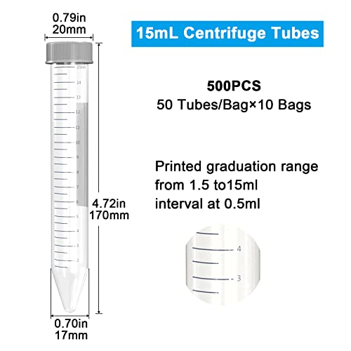 ONiLAB 15mL Conical Centrifuge Tubes, 500 Pcs - style: 15ml-500pcs