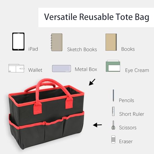 Cupohus Desktop Art Craft Storage Tote Bag and Stock Organizer (Black&Red) - color: Black