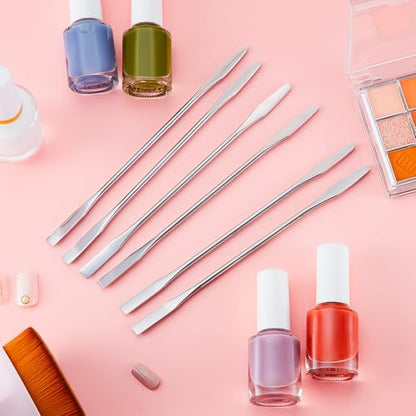 Shappy 10 Pcs Stainless Steel Makeup Spatula Set – Double Ended Cosmetic Mixing Tool for Cream, Foundation, Lip Gloss, Nail Art & DIY Beauty, Lab & Food Use(mini Square & Round Head)