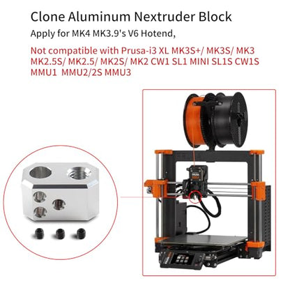 FYSETC 3D Printer Accessories - Prusa i3 MK4 Nextruder Heaterblock - Aluminium Block for the Hotend: High Temperature Heating Block Clone for MK4 MK3.9 XL Project Replacement Stock Extruder Part
