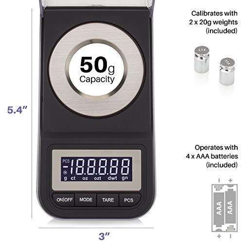 Smart Weigh Milligram Powder Scale, 50g x 0.001g, Reloading, Weed & Gold - size: GEM 50