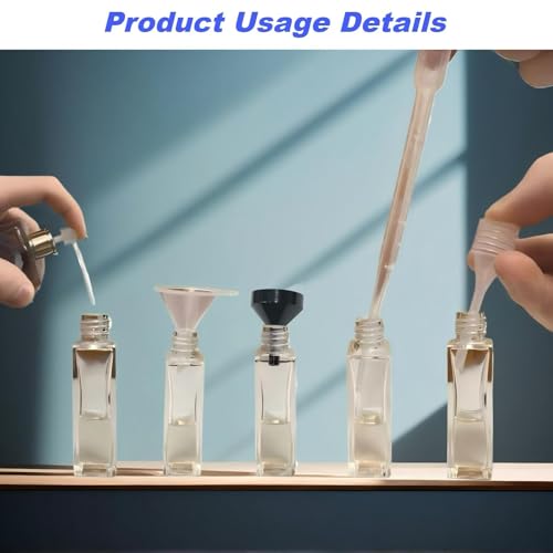 10Pcs Mini Funnels Sets, Plastic Small Aluminium Funnels with Mini Plastic Dropper Pipette Dispenser for Filling Tiny Bottles, Crafts, Sand, Essential Oils, Cosmetics (Black) - color: Black