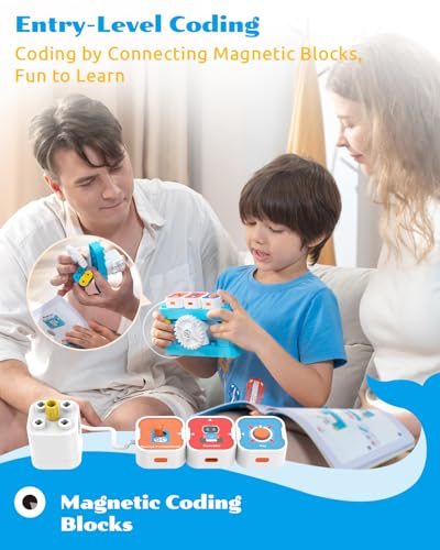 WhalesBot A1 Coding Toy for Kids, Building Block Robot, Fun STEM Toy with Magnetic Controller and Sensor Blocks, Screen-Free Coding with 3 Guide Books for Kids 3-6 - style: WhalesBot A1 Coding Robot