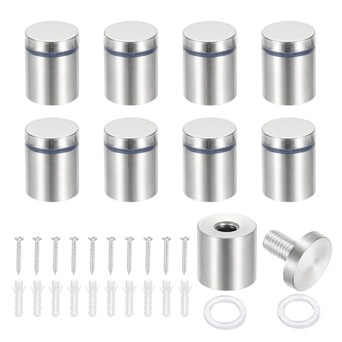 PATIKIL 1x1.2" Standoff Screws, 8 Pack Stainless Steel Stand Off Wall Mounts Wall Sign Mounting Hardware Advertising Standoff Nail for Hanging Acrylic Signs Picture Frame, Silver - size: 1x1.2"