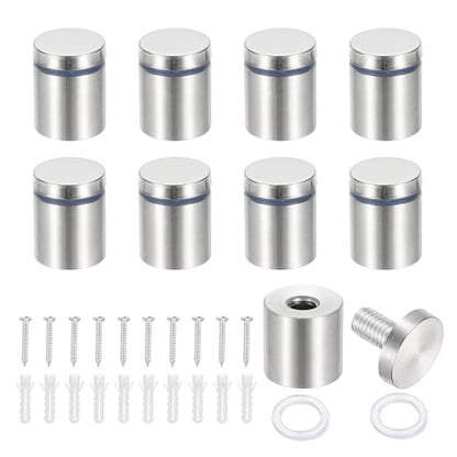 PATIKIL 1x1.2" Standoff Screws, 8 Pack Stainless Steel Stand Off Wall Mounts Wall Sign Mounting Hardware Advertising Standoff Nail for Hanging Acrylic Signs Picture Frame, Silver - size: 1x1.2"
