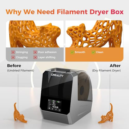 2026 New Creality Space PI Filament Dryer Plus, Dual-Spool 3D Printing Filament Dryer Box, Adjustable Temp 45℃-70℃, 360° Hot-Air & Real-Time Humidity Monitor, 12 Filament Presets - size: Space PI Plus