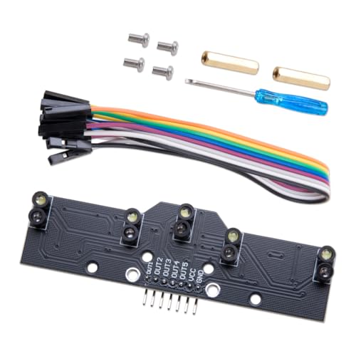 ZORZA 1Pcs 5-Channel Digital Line Tracking Sensor Grayscale Detector Module with Adjustable Sensitivity, LED Indicators and Color Recognition DC 5V for Robot Car Navigation