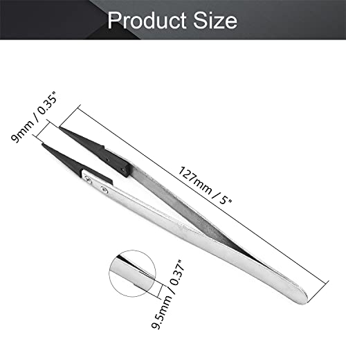 Utoolmart ESD-249 Precision Anti-Static Carbon Fiber Tweezers Stainless Steel Tweezers for Craft Jewelry Electronics 5 pcs - color: 5pcs, size: ESD-249