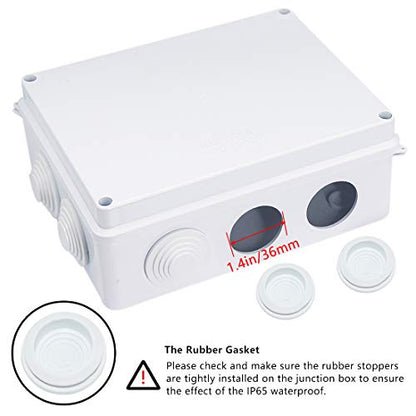 Zulkit Junction Box ABS Plastic Dustproof Waterproof IP65 Universal Electrical Boxes Project Enclosure White 7.9 x 6.1 x 3.1 inch (200 x155 x 80mm) - size: 7.9"x 6.1" x 3.1"