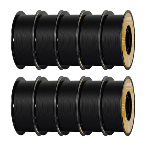 Kingroon Matte PLA Filament 1.75mm 3D Printer Filament Matte Filament 10kg Dimensional Accuracy +/- 0.02 mm (10 Rolls Black) - color: 10 Rolls Matte Black