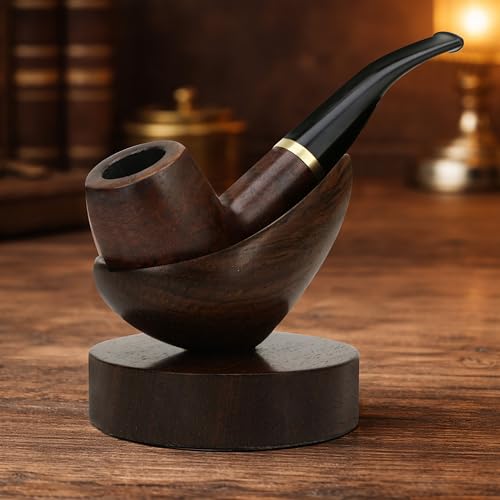Marsrut Wooden Smoking Pipe Stand, Handmade Solid Wood Tobacco Pipe Holder Rack, Fit Most Smoke Pipes, Cupola Spoon Rest, Wooden Kits Accessory for Men