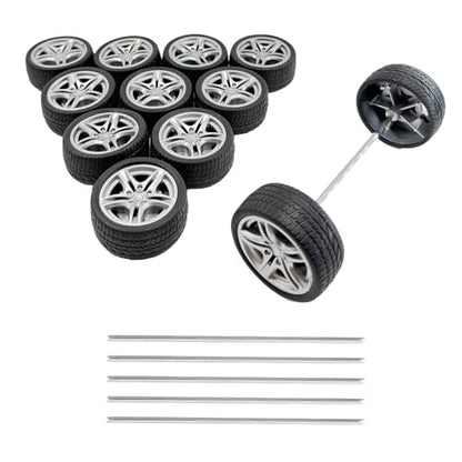 12PCS Toy Wheel RC Car Rubber Tire Wheel with Round Rod Shaft Axles for RC Car Truck Robot Boat Helicopter DIY Model Toy Building Project (3x48mm) - style: 3x48mm