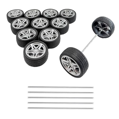 12PCS Toy Wheel RC Car Rubber Tire Wheel with Round Rod Shaft Axles for RC Car Truck Robot Boat Helicopter DIY Model Toy Building Project (3x48mm) - style: 3x48mm