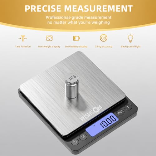 Jewelry Scale, 500g x 0.01g High Precision Digital Gram Scale, Portable Gold Scale for Jewelers, Pawn Shops & Gold Enthusiasts – Perfect for Gold, Silver, Diamond & Coin Weighing