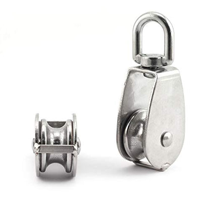 1-Pack M25 Single Pulley Block Stainless Steel Heavy Duty Hardware Single Wheel Swivel Rigging Lifting Wheel Fixed Pulley for Wire Rope Loading 150kg - size: 1-Pack M25
