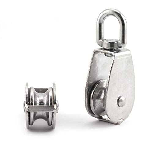 3-Pack M20 Single Pulley Block Stainless Steel Heavy Duty Hardware Single Wheel Swivel Rigging Lifting Wheel Fixed Pulley for Wire Rope Loading 75kg - size: 3-Pack M20