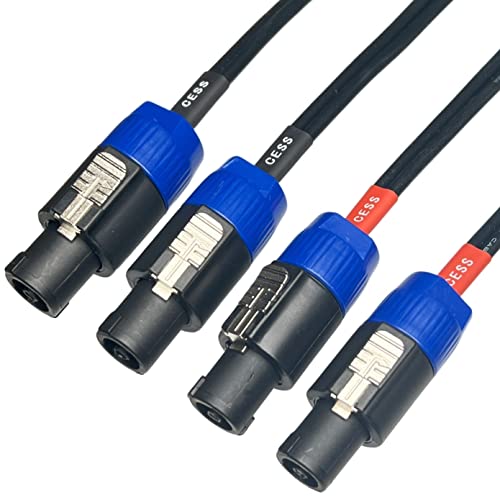 CNCESS 12AWG Speakon Male-to-Male Speaker Cable, 2-Pack, 3 Ft