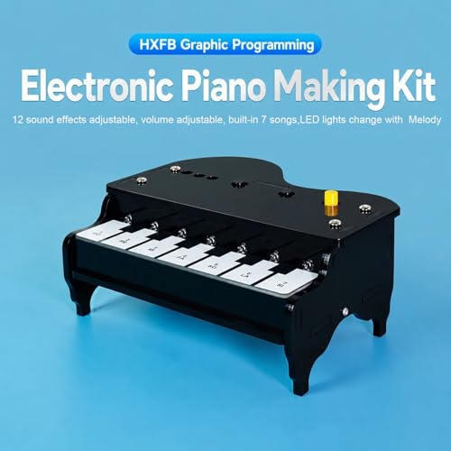 DIY Electronic Piano Kit, Graphical Programming Piano Solder Project Kit with Speaker and LED, USB Powered DIY Electronic Kits for Learning and Teaching Soldering and Electronics