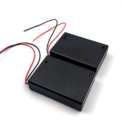 FainWan 2PCS Wire Lead Cable Plastic 3 x 1.5V AA Batteries Cell Box Holder Case Black