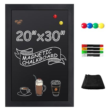 SELEAD Magnetic Chalkboard Words Sign - 20" x 30", Black Solid Wood Frame - color: All Black, size: 20"W x 30"H