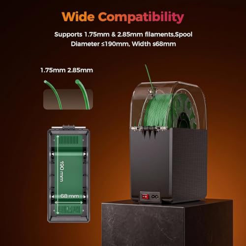 2026 New Official CREALITY Filament Dryer Box Pro 2.0 with Fans, Space Pi SE Upgraded 360° Hot-air 65° PTC Circulates Heating, 1KG Filament Dehydrator Dry During for 1.75/2.85mm PLA PETG ABS TPU Nylon - color: Creality Filament Dryer Box Pro 2.0