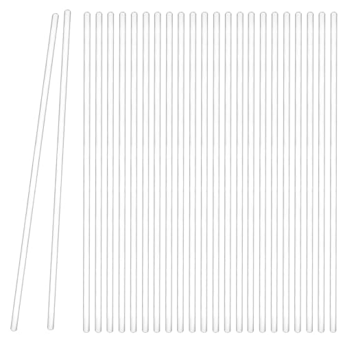 QWORK 12-Inch U Glass Stirring Rods - 24 Pack, Smooth Round Ends, Borosilicate Glass Stir Stick, 6mm Diameter