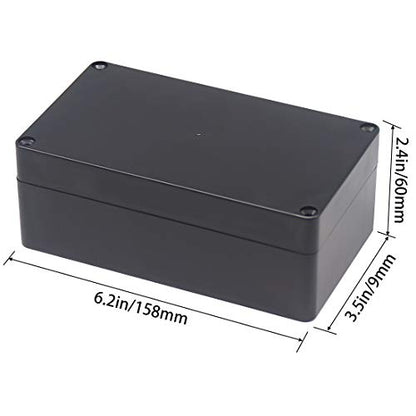 Junction Box, Zulkit Project Box IP65 Waterproof Outdoor Box ABS Plastic Electrical Boxes Electronic Enclosure Black 6.22 x 3.54 x 2.36 inch (158 x 90 x 60 mm)(Pack of 2) - size: 6.22'' x 3.54'' x 2.36''(Pack of 2)