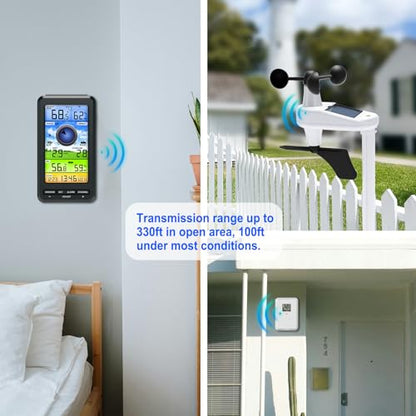 Urageuxy Weather Station Wireless Indoor Outdoor with Remote Sensor, Home Weather Station with Wind Speed/Direction, Indoor/Outdoor Thermometer and Hygrometer for Home, Yard (No WiFi) - style: Weather Station(No WiFi)