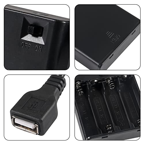 3pcs 4 AA Battery Holder USB Female Socket 4 AA Battery Case Box Holder with Cover and On/Off Switch - color: 4 AA Battery Holder with USB