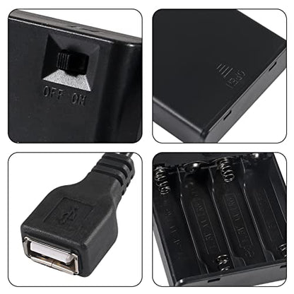 3pcs 4 AA Battery Holder USB Female Socket 4 AA Battery Case Box Holder with Cover and On/Off Switch - color: 4 AA Battery Holder with USB