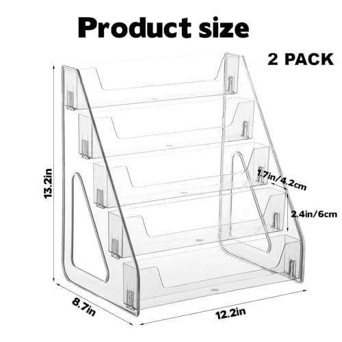 2 Pack 5-Tier Acrylic Card Display Stand (Taller) Clear Display Shelf Desktop for Trading Cards, Sports Cards, Greeting Card, Stickers & Brochures, Easy Clip-On Design - color: 2 Clear Case