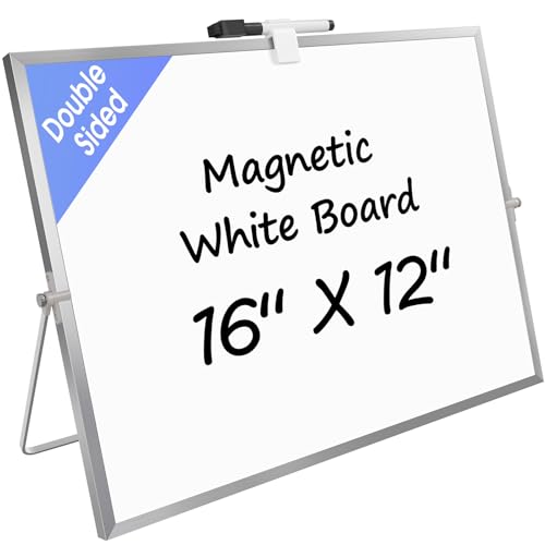 MaxGear Dry Erase Board with Stand 16" x 12", Small Whiteboard for Desk - size: 16"W x 12"H