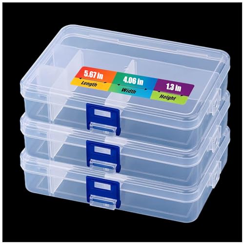 3pcs Clear Storage Small Parts Organizer Box Storage Bin With Dividers Multi Compartment for Beads Art DIY Tackle Box Organizer (5 - compartment sewing box) - color: 5 - compartment sewing box