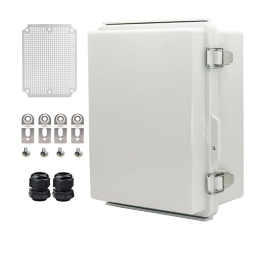 Outdoor Waterproof Electrical Box Junction Box Weatherproof IP67 ABS Plastic Enclosure Switch Router Project Box Electronics DIY Enclosure With Mounting Plate Wall Bracket Grey 8.6"x6.6"x4.3" - color: Grey, size: 8.66" x 6.69" x 4.33"