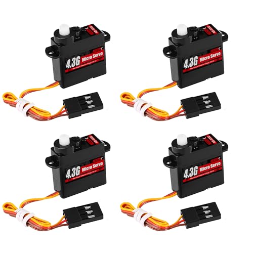 4.3G Micro Servo Motor, Mini Servo Motors for Robot Car Plane RC Helicopter Arduino RC Helicopter Airplane Car Boat Robot Arm/Hand/Walking/Servo Door Lock Control (4PCS Plastic Gear) - color: 4pcs Plastic Gear