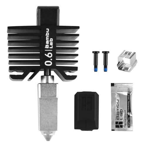 Bamboo Original 0.6mm Hardened Steel Nozzle Assembly Hotend Kit for Bambu LAB X1 Series and P1 Series,Compatible with P1S P1P X1C X1 Carbon 3D Printer - style: P1/X1 Series Hotend (0.6mm)