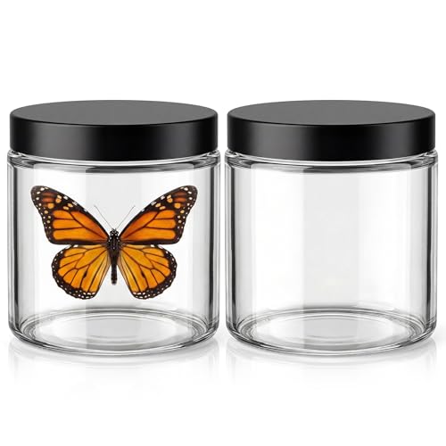 Domensi 2 Pack Large Specimen Jars, 17oz Capacity, Sample Jars with Lids, Soda-Lime Glass, Wide Opening with Foam Lined Cap, Airtight and Leak-Proof