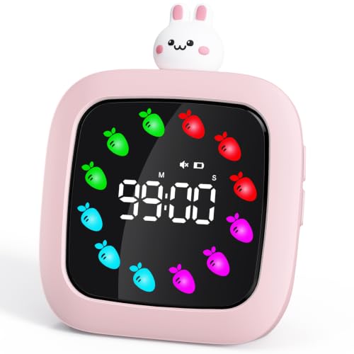 Yunbaoit Digital Visual Timer for Kids, 99-Minute Countdown, Rechargeable - color: Rabbit Doll-pink
