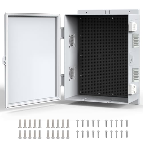 Outdoor Waterproof Electrical Junction Box Weatherproof IP65 ABS Plastic Enclosure with Preset Holes Switch Router Project Box with Mounting Panel Hinged Cover (15.7"x11"x5.9") - size: 15.7"x11"x5.9"